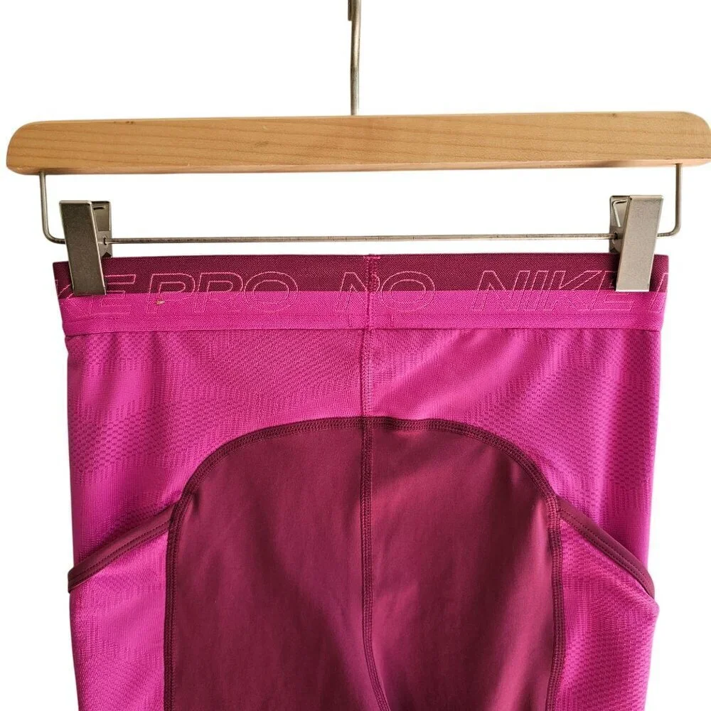 Nike Pro Womens Berry Pink Side Pocket High Rise 7/8 Leggings Tights S